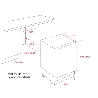 Teka RSL 41150 BU Ankastre Tezgahaltı Buzdolabı, 128 LT - 2