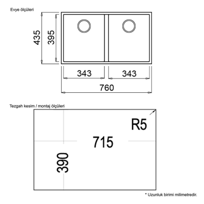 Teka SQUARE 2B 760 TG ARTIC WHITE Granit Evye, Tezgahaltı - 3