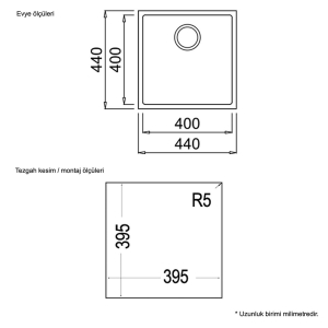 Teka SQUARE 40.40 TG Granit Evye, ARTIC WHITE, Beyaz, Tezgahaltı - 3