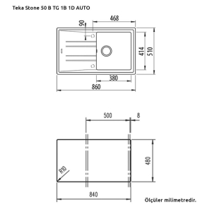 Teka STONE 50 B-TG AUTO CARBON Granit Evye, Mat Siyah - 2