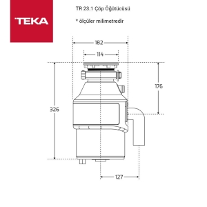 Teka TR 23.1 Çöp Öğütücü, Pnomatic Düğmeli - 2