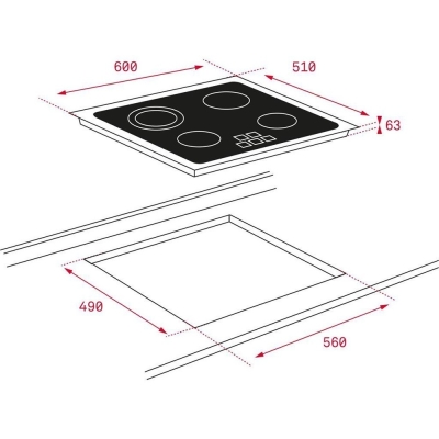 Teka TZ 6415 Elektrikli Ankastre Cam Ocak, Siyah, 60 cm - 2