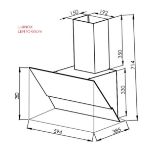 Ukinox LENTO Davlumbaz, 60cm, Siyah cam - 2