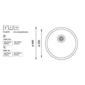 Ukinox ZERO Evye, Taşmalıksız, Tek hazneli, Yuvarlak, Tezgah altı - 2